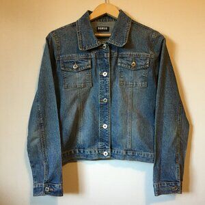 BONGO Blue Washed Denim Jean Jacket Medium 90s Y2K Classic Trucker